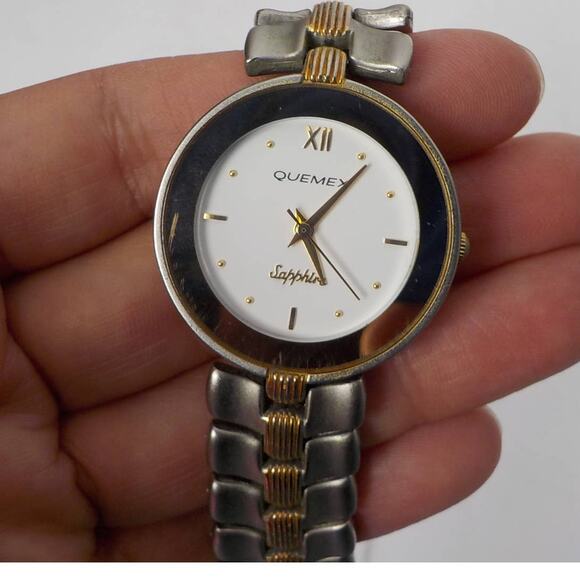 Quemex Sapphire Women Wrist Watch Silver Metal Untested - Picture 2 of 13